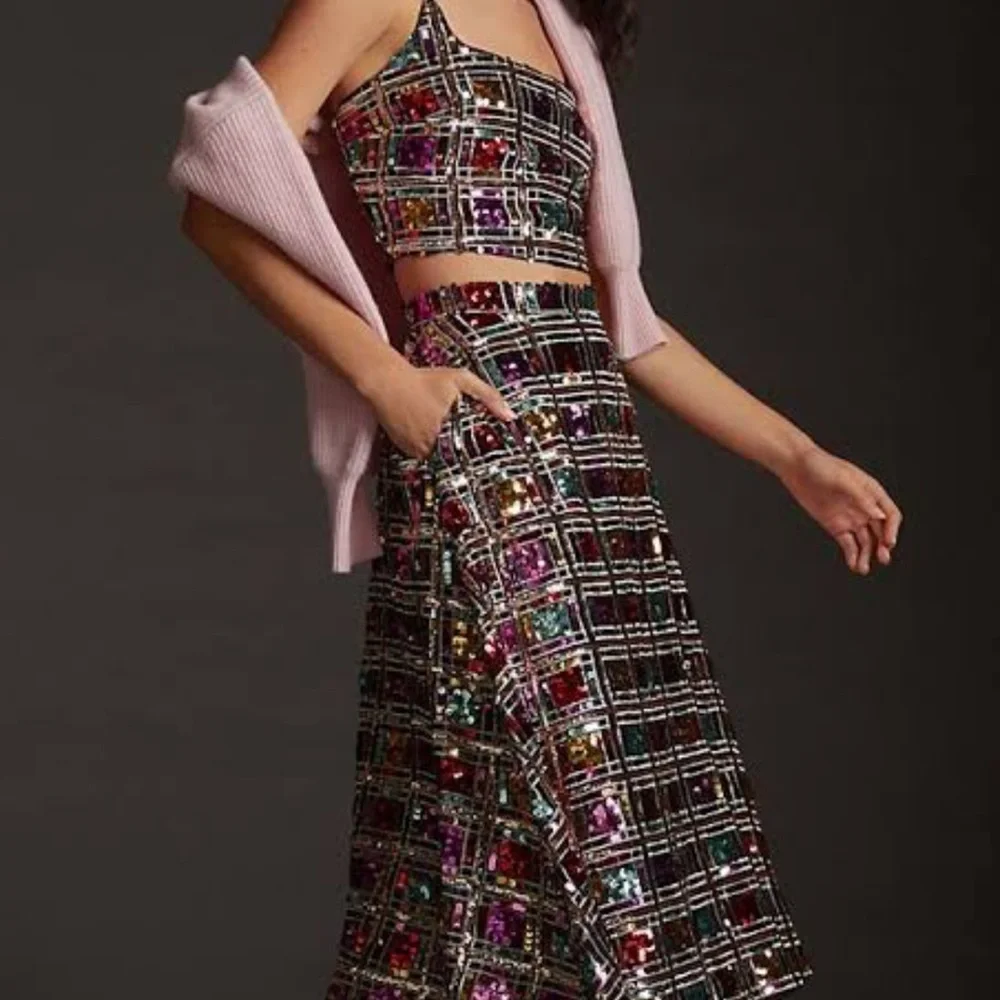 NWT Anthropologie Maeve Sequined Deco Skirt Set - Picture 1 of 8
